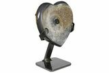 Quartz Crystal & Agate Heart with Metal Stand - Uruguay #128075-2